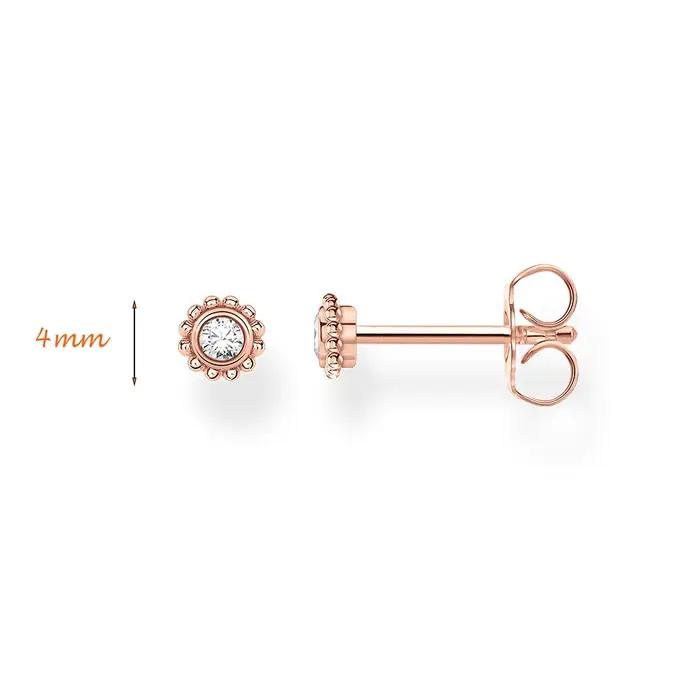 Boucles d'oreilles plaquées or rose en argent sterling 925 avec fleur ronde pour femmes styles bohèmes et occasions spéciales engagement
