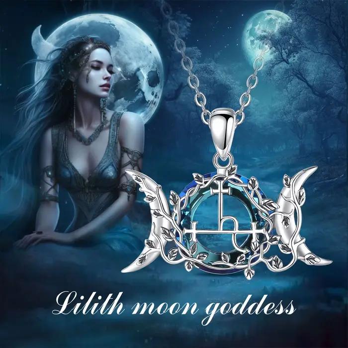 Eudora-Collier Lilith Moon en argent regardé 925, pendentif amulette, bijoux en cristal autrichien vintage, cadeau de fête