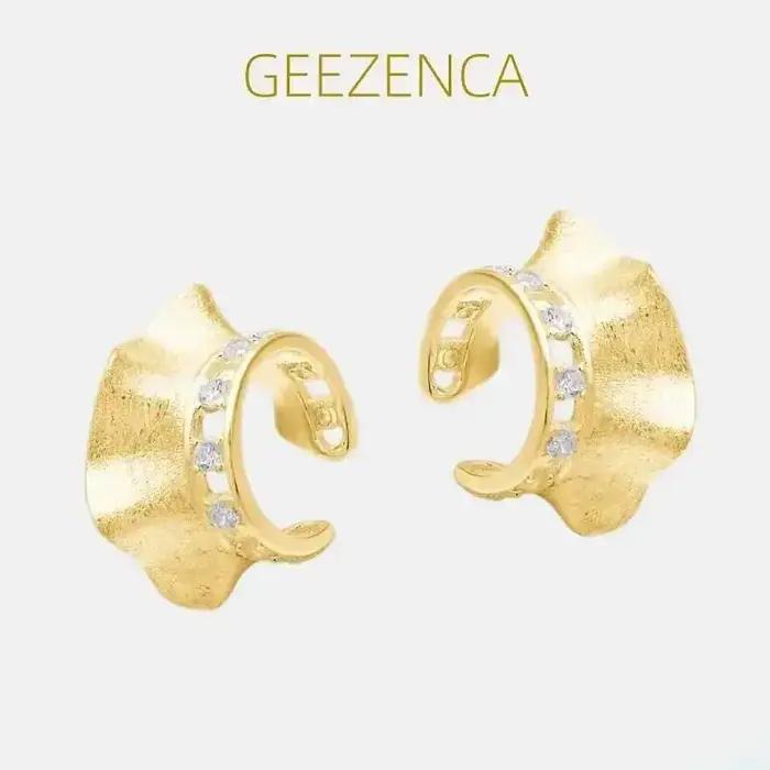 Boucle d'oreille clip à volants en argent S925 pour femme