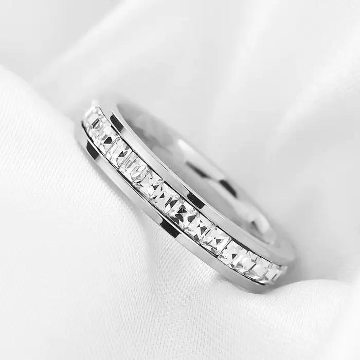 VQYSKO bijoux de mariage et de fiançailles luxueux et élégants, bagues de couple pour femmes serties de diamants artificiels brillants carrés