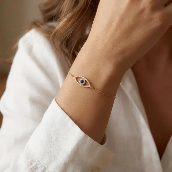 Bracelet de luxe léger en Zircon bleu pour femmes
