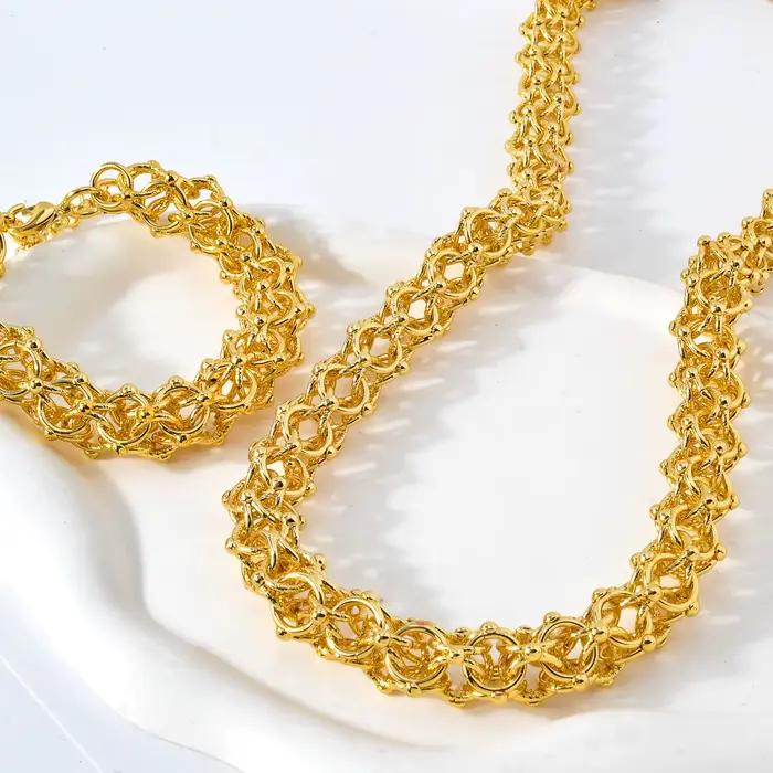 Hip Hop Punk Curb Cuban Link JONecklace pour femme et homme, déclaration, italien, or 18 carats, document, tour de cou Chim03