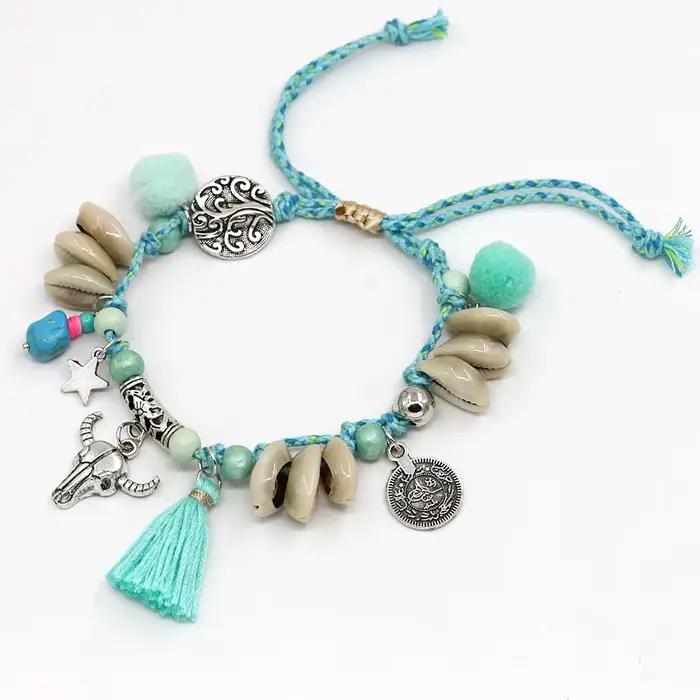 Bracelets de cheville coquillage bohèmes pour femmes ajustables motifs animaux de compagnie plage occasions spéciales