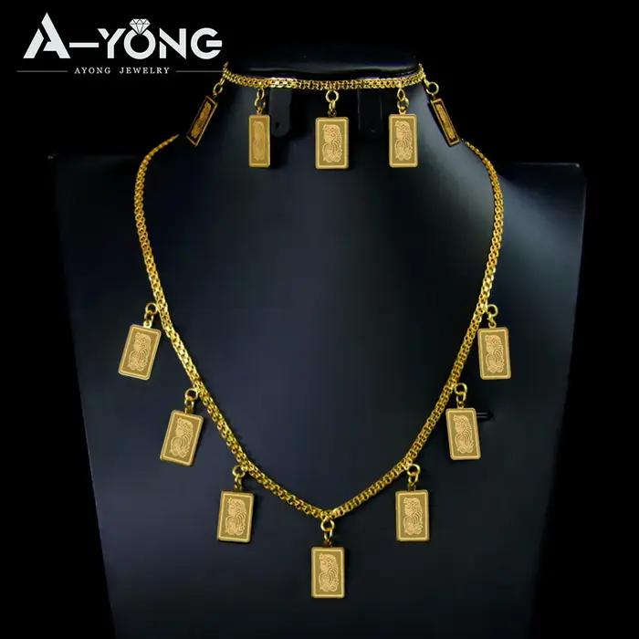 Ensemble de bijoux en or saoudien plaqué or 21 carats avec motif floral pour femmes occasions prestigieuses