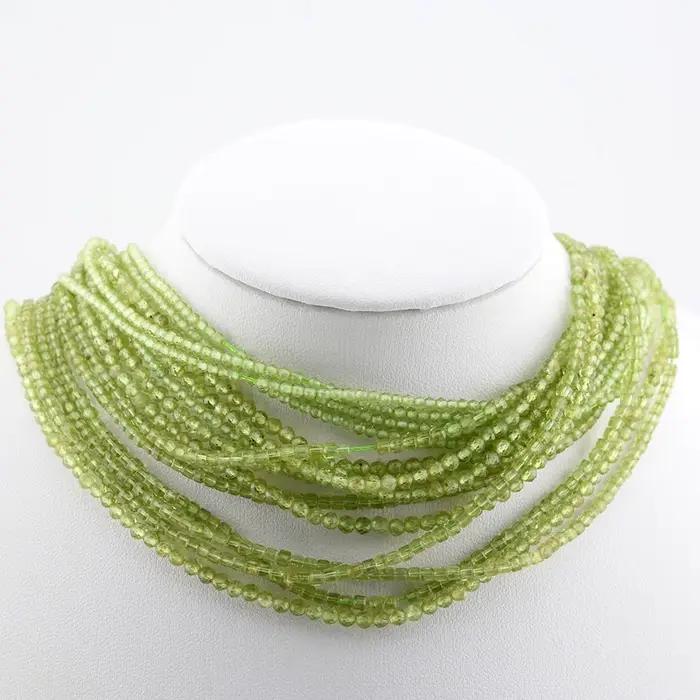 Perles rondes à facettes en péridot naturel 2mm 3mm pour bracelet et collier artisanal femme occassions spéciales
