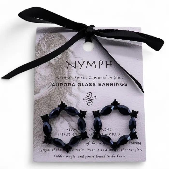 Jet Black - Vintage Glass - Loop - Earrings