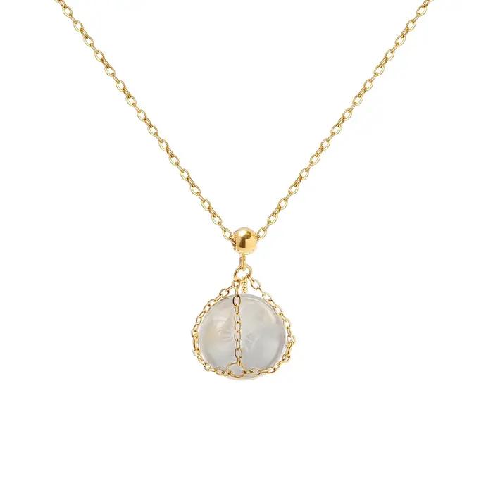 Boucle de cristal plaquée or 18 carats collier avec pendentif acier inoxydable pour femmes occasions spéciales mariage demoiselle d'honneur