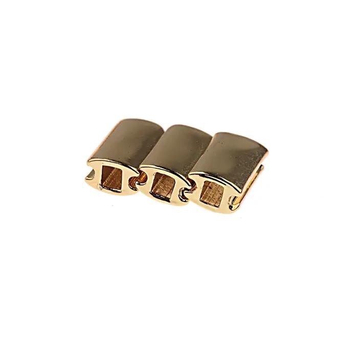 Perles rectangulaires en acier inoxydable pour bracelet à fermeture à nœud coulissant réglable