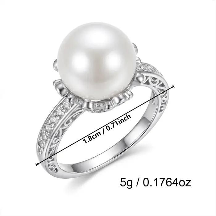 Bague de cocktail élégante rétro en perles pour femme, accessoire de luxe tendance pour le quotidien, idéale pour les rendez-vous, les fêtes, les mariages, cadeau de bijoux pour femme occasions spéciales