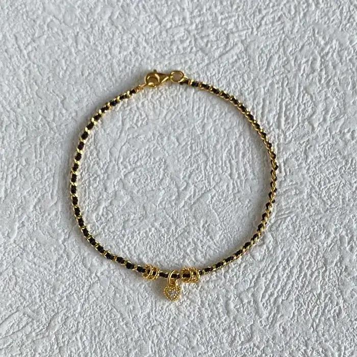 Bracelets en forme de cœur en corde noire pour femmes, style palais rétro, bracelets à breloques légers de luxe, bijoux fins pour fête de mariage
