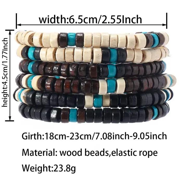 Ensemble de bracelets en perles de bois pour hommes, nouveau bracelet ethnique, simple, solide, document, perlé, mode masculine, article, accessoires de bijoux