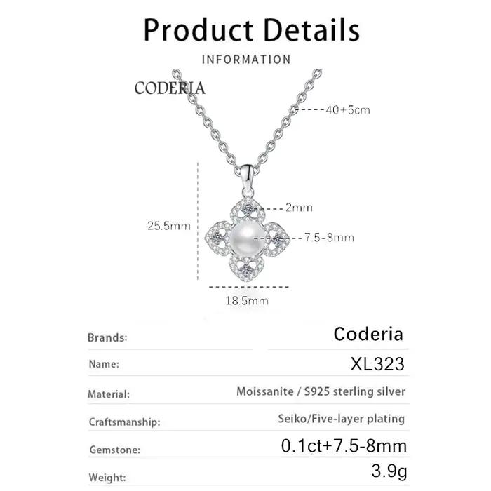 Pendentif en perles naturelles 100% argent Sterling 925