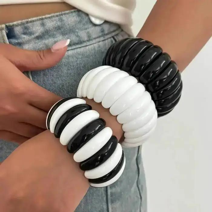 Bracelet élastique bohème en résine acrylique avec fonction tracker d'humeur pour femmes occassions spéciales