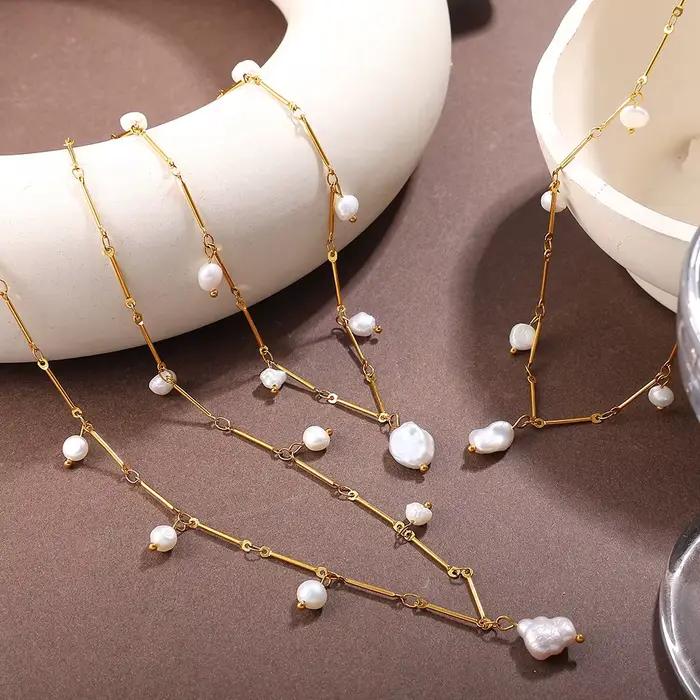 Amaiyllis Y2K – collier ras du cou en perles de culture baroques cultivées à la main, chaîne à billes, pendentif à breloque, bijoux Vintage, cadeaux