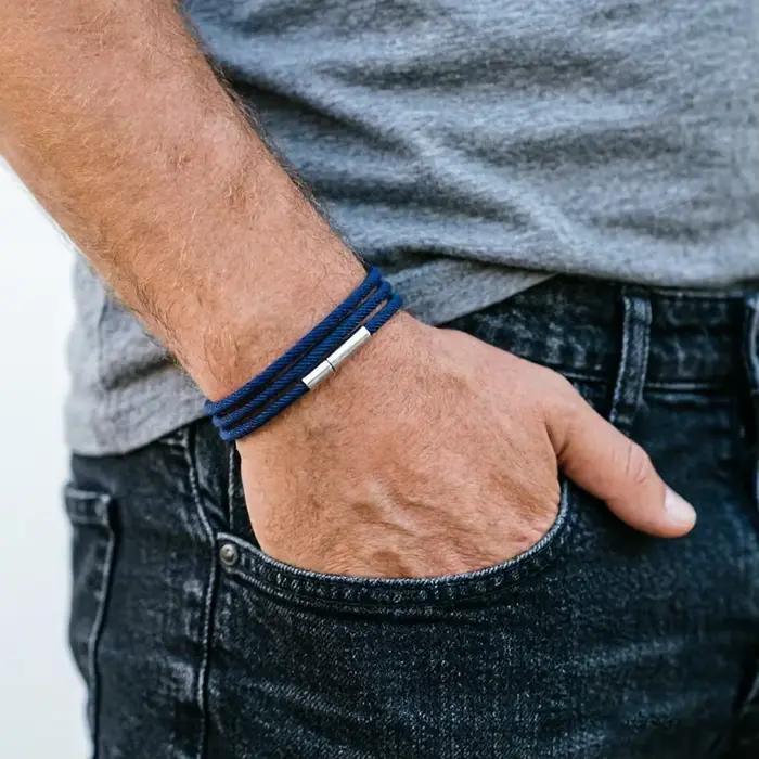 Bracelet ethnique pour hommes en cuivre avec corde de 3mm de qualité, 3 couches, multiple couleurs pour loisirs et occasions spéciales