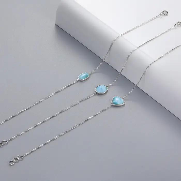 Breloque en argent Sterling 925 sertie de Larimar pour femmes mode et élégance pour soirées et occasions spéciales