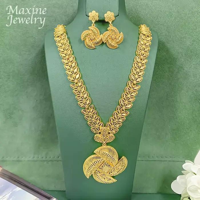 Ensemble de bijoux plaqué or 18 carats de Dubaï au design original et unique pour femmes