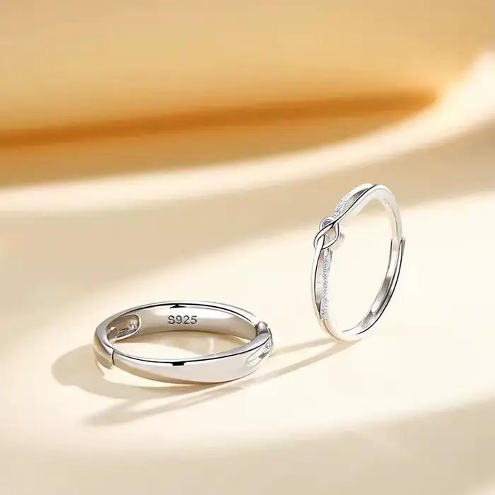 Bague de Couple en argent Sterling 925