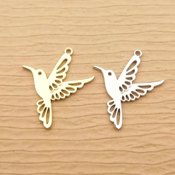 Breloques colibri pour la fabrication de bijoux, 10 pièces, boucles d'oreilles, pendentif, Bracelet, collier, accessoires, fournitures artisanales de bricolage, alliage métallique