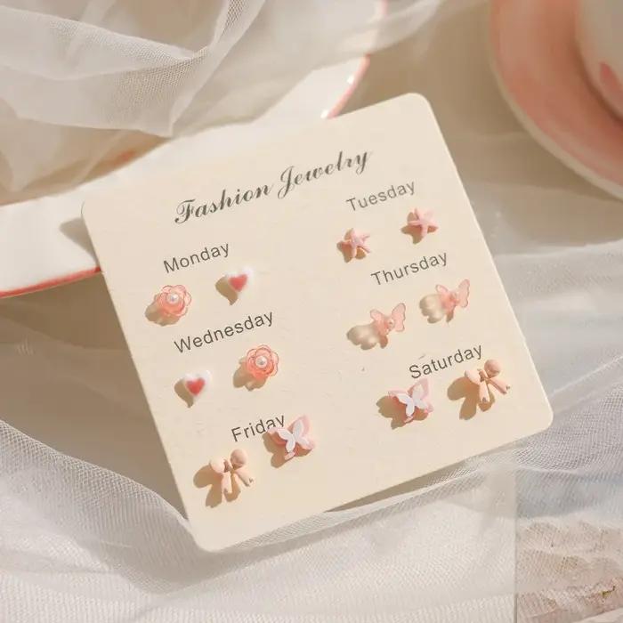 Boucles d'oreilles roses simples style Vitality Girl