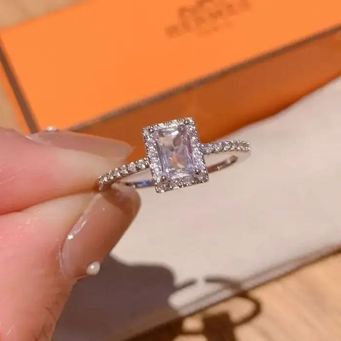 Bagues carrées réglables ouvertes pour femmes, bijoux de charme exquis, géométrie brillante, classiq