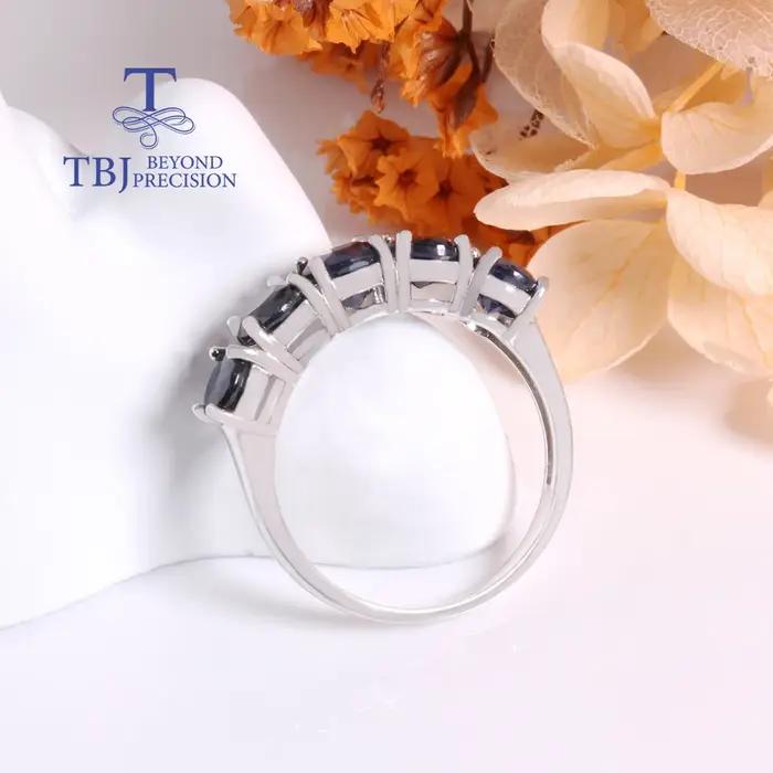Bague en saphir bleu naturel Noble et élégante