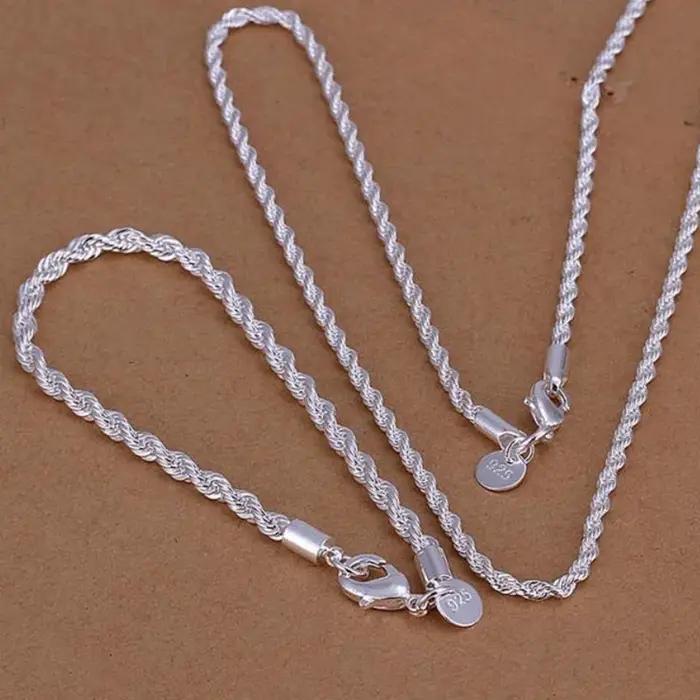 Ensemble de bijoux plaqués argent pour femmes et hommes