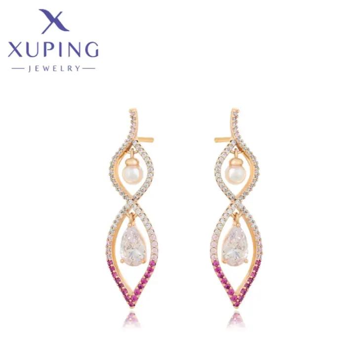 Boucles d'oreilles pendantes géométriques élégantes et tendance couleur or Xuping Jewelry, nouveauté