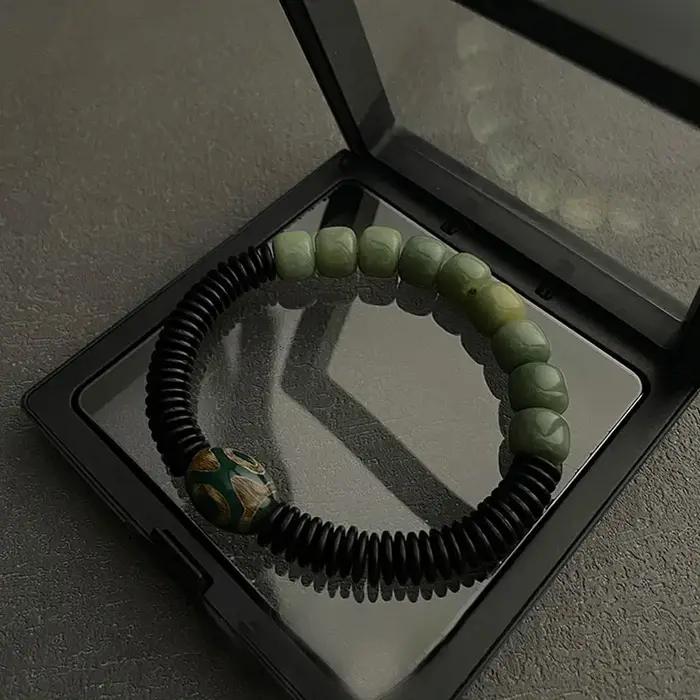 Bracelets de perles Dzi imités en bois naturel avec motifs géométriques pour hommes et femmes pour occasions spéciales et quotidiennes