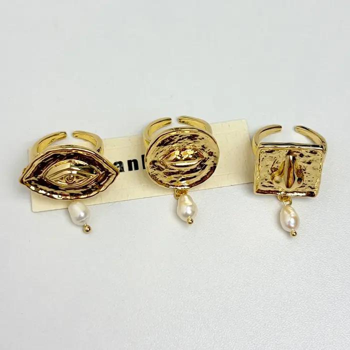 Bague vintage de luxe élégante pour femme, design visage ouvert exagéré