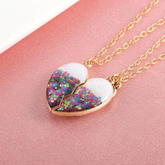 Colliers en forme de cœur avec sequins pour femmes amies occasions spéciales à offrir anniversaires fantaisie moderne