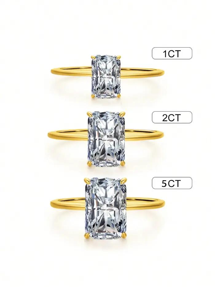 Bague rectangulaire en argent Sterling 925 pour femmes