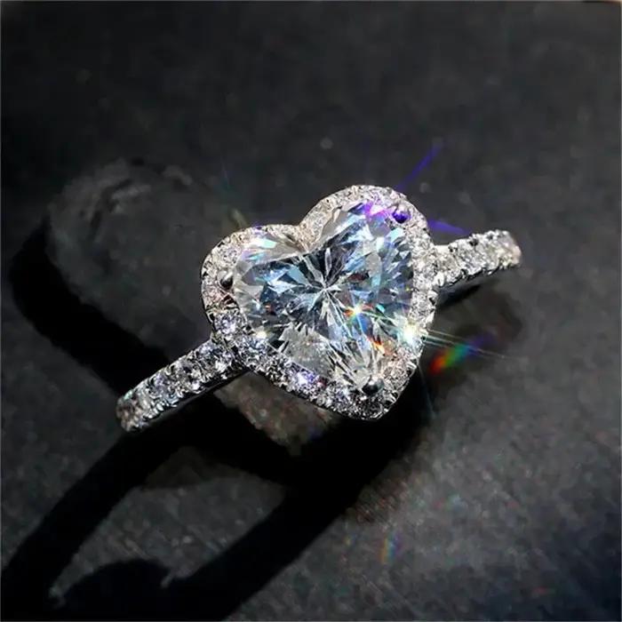 Bague en Zircon d'amour Simple et à la mode pour femmes