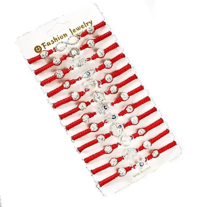 Ensemble de bracelets anti-mauvais-œil en coton avec alliage de zinc pour hommes et femmes 12 pièces ajustables pour protection et style élégant occasions spéciales