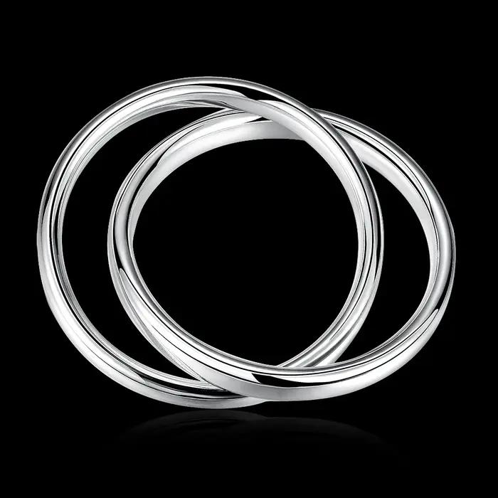 Bracelet à double anneau en argent Sterling 925 pour femmes