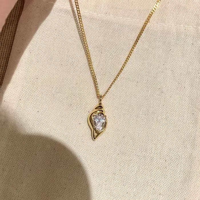 Collier pendentif coquillage zircon ANENJERY pour femme
