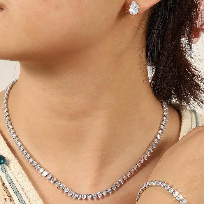 ZAKOL luxe goutte d'eau zircone ensembles de bijoux pour les femmes scintillant collier boucles d'oreilles Bracelet