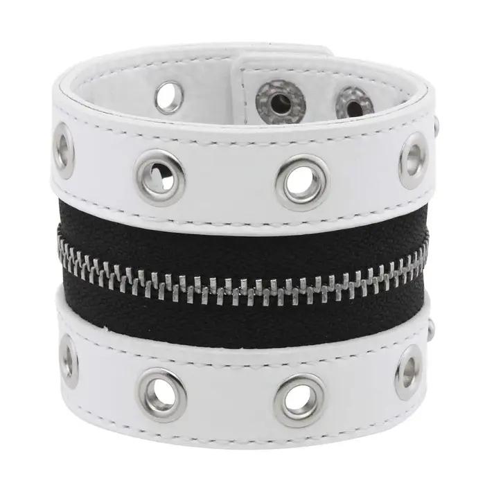 Bracelet gothique en cuir avec fermeture éclair