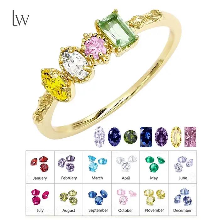 Bague de mère personnalisée, anneaux de pierre de naissance personnalisés pour femmes, bague de prom