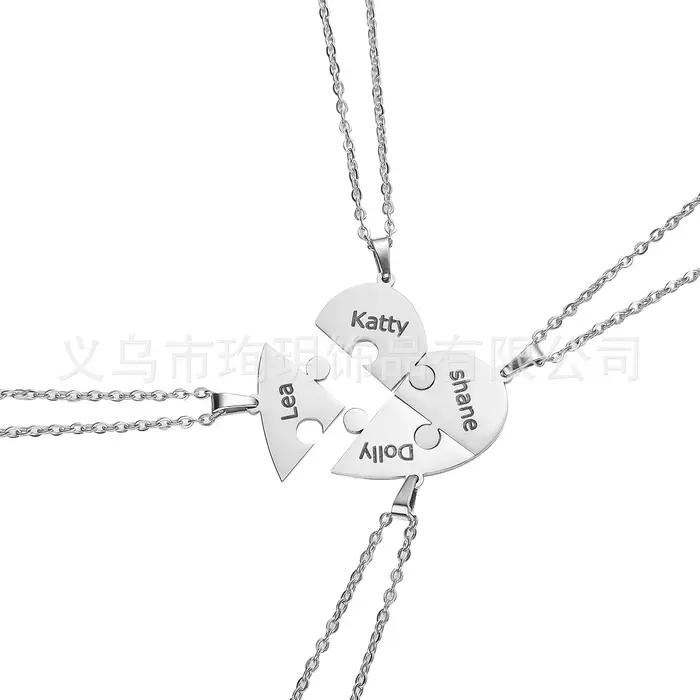 Collier avec nom de Puzzle en forme de cœur pour femmes
