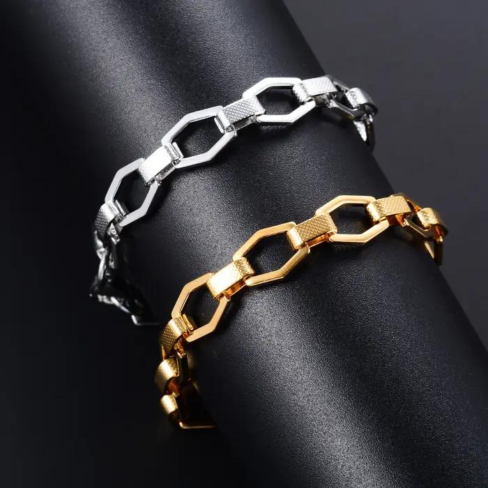 Bracelet géométrique en acier inoxydable fait à la main