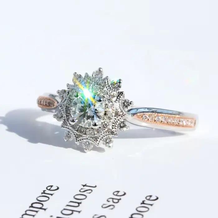 Bagues de couleur en argent regardé 925 pour femmes, bijoux en diamant naturel de 2 carats, alliances, pierres précieuses pures