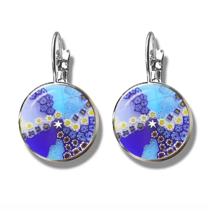 Boucles d'oreilles Murano Millefiori multicolores pour femmes style handmade verre rond occasions spéciales cadeau fantastique