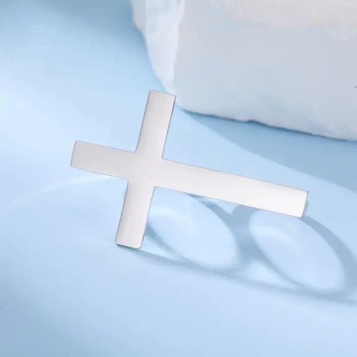 Bague Croix pour Femme et Homme en Acier Inoxydable Réglable