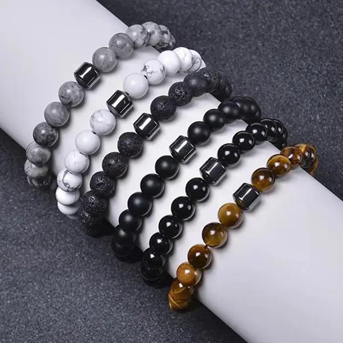 Bracelet en pierre d'obsidienne naturelle