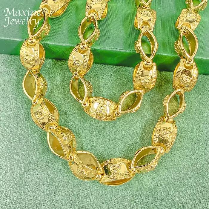 Ensemble de bijoux hip-hop avec collier et bracelet en chaîne longue dorée originale de 24,8 pouces pour homme, bijoux de fiançailles, cadeaux de luxe pour les fêtes