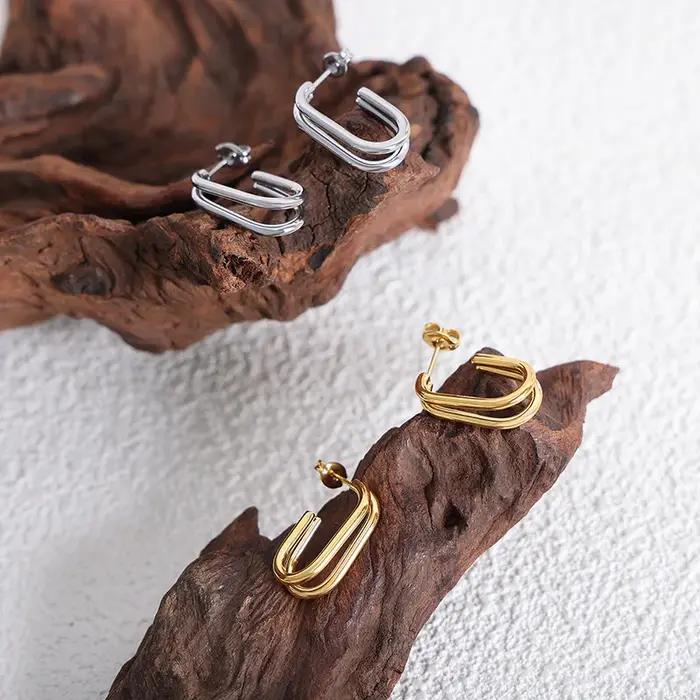 Boucles d'Oreilles Géométriques Carrées pour Femme