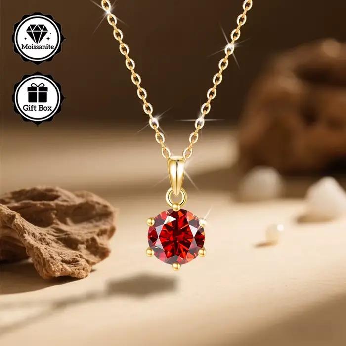 LAMVOICE bijoux pour femmes collier moissanite 2 carats