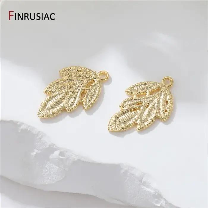 Mode 14K plaqué or laiton feuille/fleur breloques pendentifs pour bricolage femmes collier fabrication de bijoux accessoires résultats