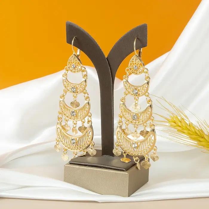 Maroc Vintage or strass gland boucles d'oreilles femmes mode boucles d'oreilles moyen-orient bijoux de mariée